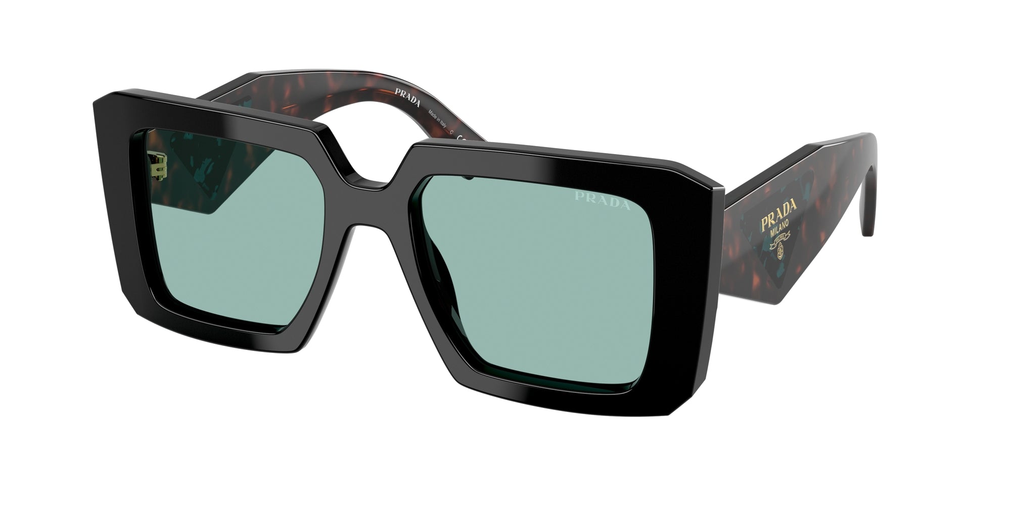 8056262357224 - Damen PR 23YS  26B40K Gläser SONNENBRILLEN Acetat Schwarz Grün Quadratisch Normal