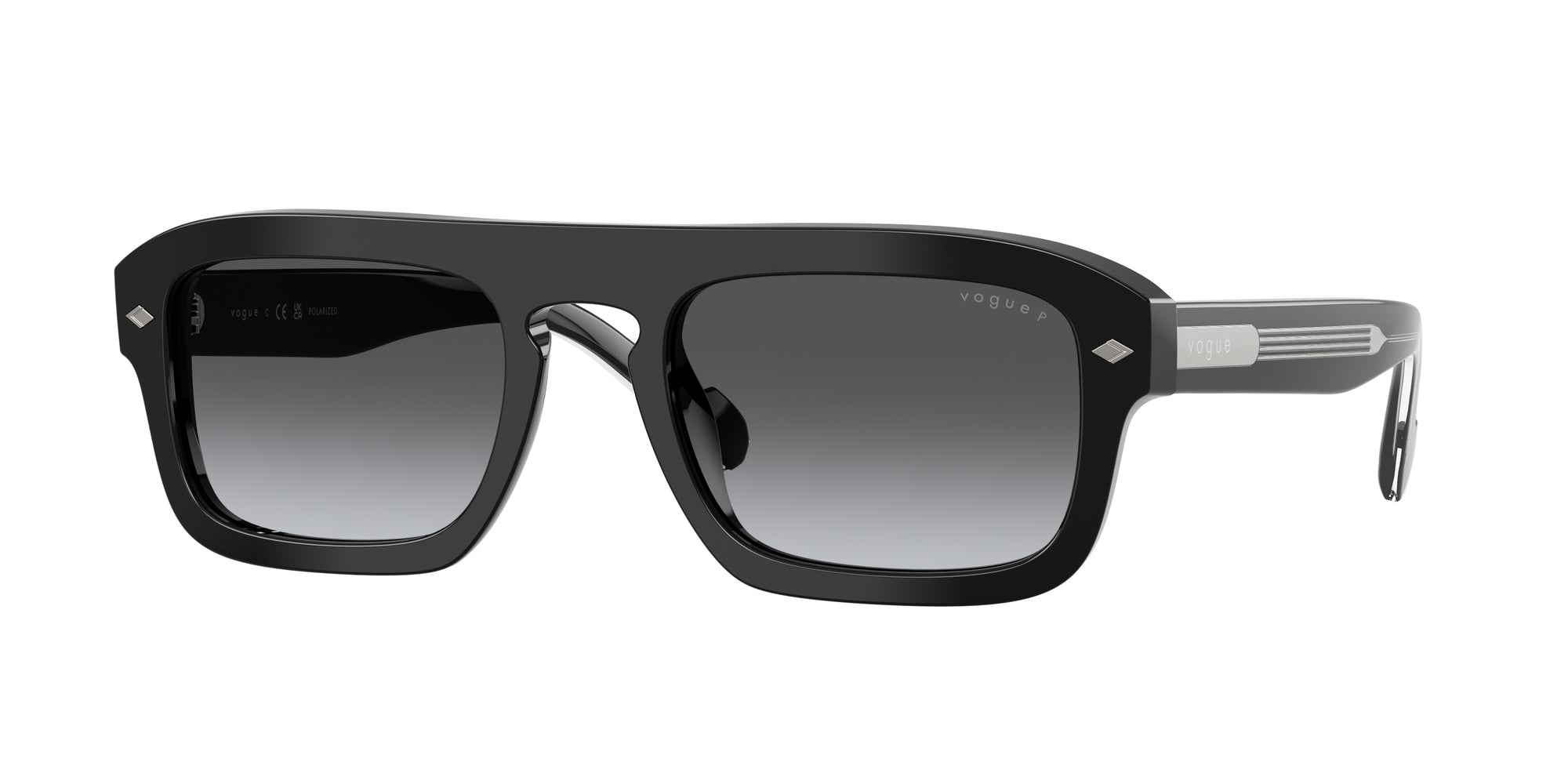 8056262413364 - Herren VO5620S  W44 T3 Gläser SONNENBRILLEN Acetat Schwarz Grau Geometrisch Polarisiert Schattiert