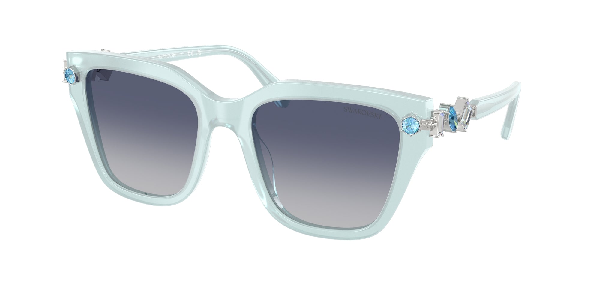 8056262454404 - Damen SK6041  10244L Gläser SONNENBRILLEN Acetat Blau Blau Geometrisch Normal Schattiert