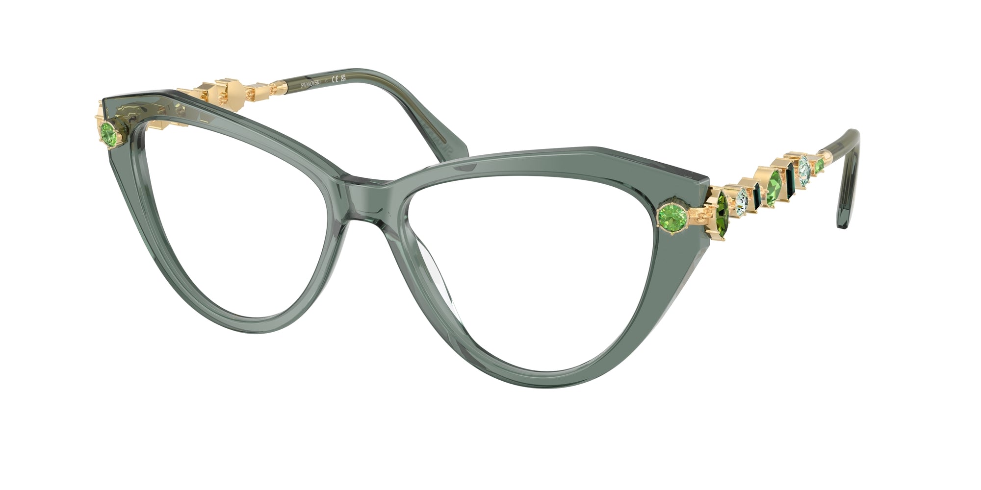 8056262463734 - Damen SK2047  1043 Rahmen von BRILLEN Acetat Grün Transparent Cat Eye Normal