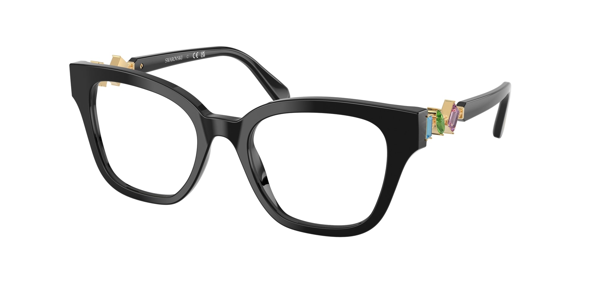 8056262466506 - Damen SK2048  1001 Rahmen von BRILLEN Acetat Schwarz Transparent Quadratisch Normal