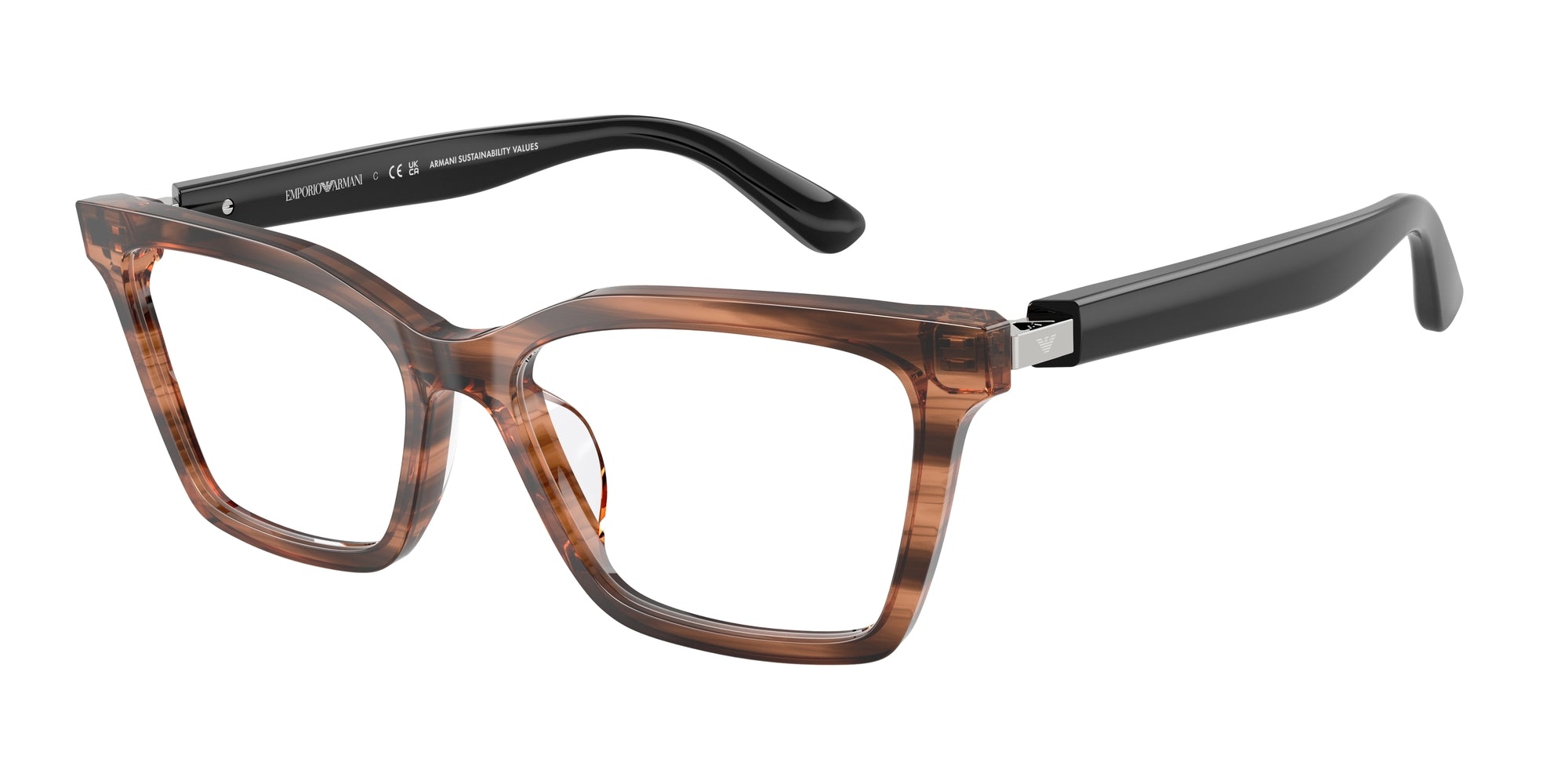 8056262469712 - Damen EA3261U  6266 Montature da vista Acetat Braun Transparent Schmetterling Normal