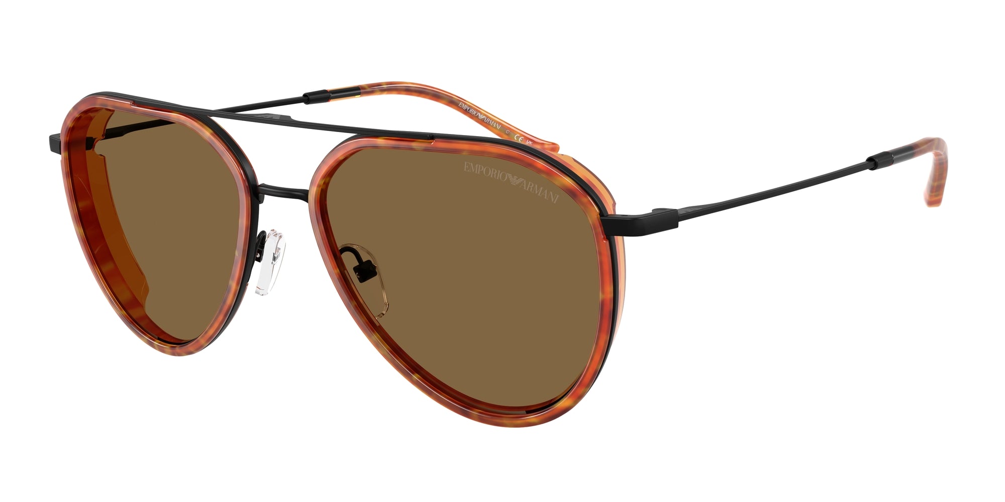 8056262481271 - Herren EA2163 3001OR Gläser SONNENBRILLEN Metall Schwarz Braun Pilot Normal 8056262481271 - Herren EA2163 3001OR Gläser SONNENBRILLEN Metall Schwarz Braun Pilot Normal