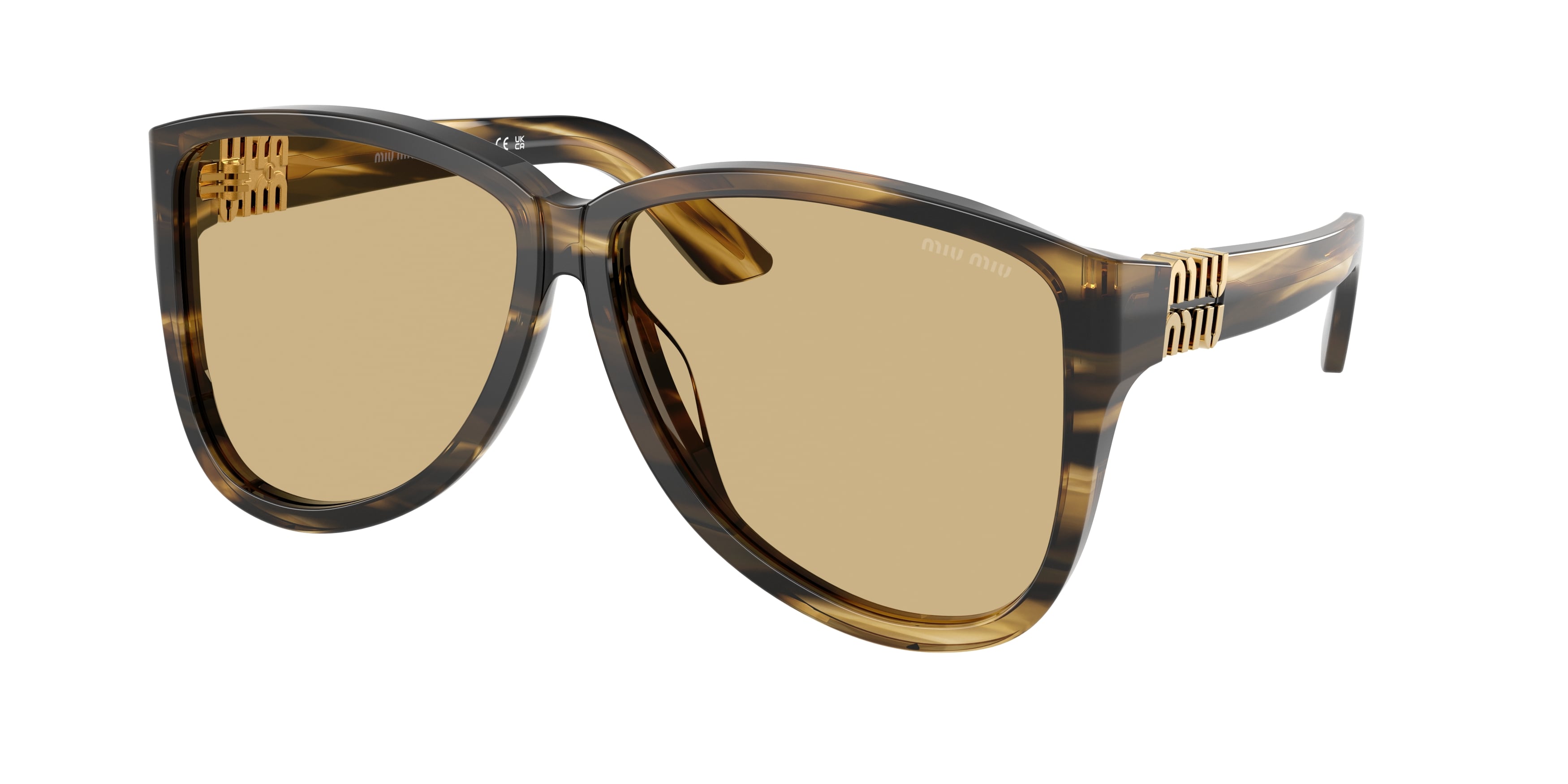 8056262530498 - Damen MU A08S  25E1OR Sonnenbrillen Acetat Grün Gelb Pilot Normal