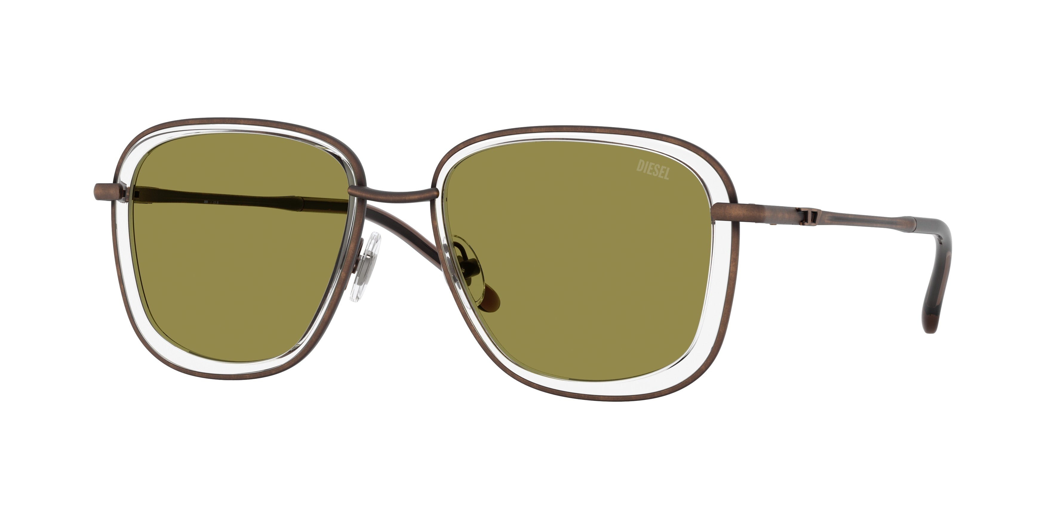 8056262557013 - DIESEL Unisex DL1017  1040 2 Sonnenbrillen Metall Braun Grün Quadratisch Normal