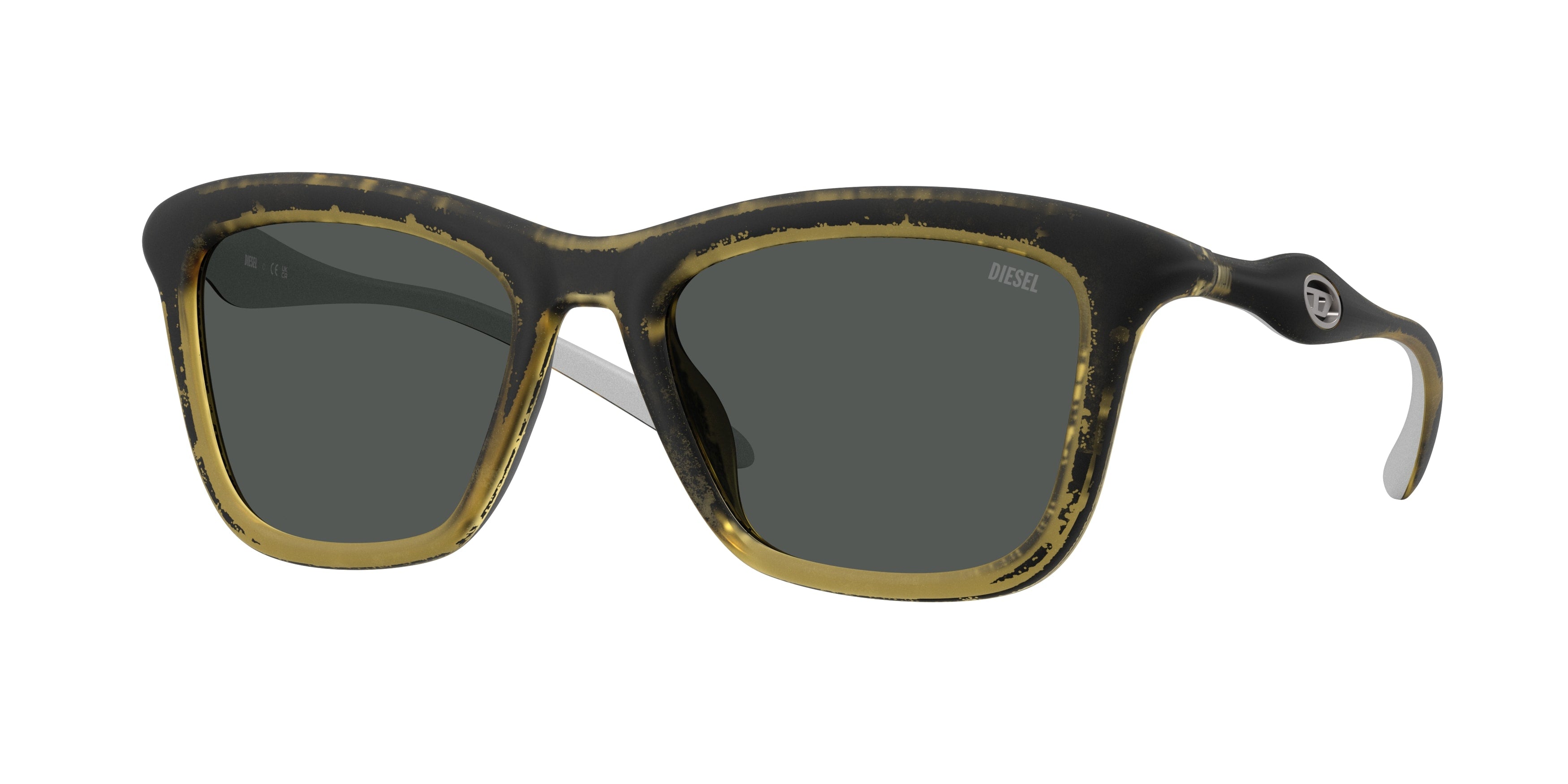 8056262578698 - DIESEL Unisex DL3008U  203087 Sonnenbrillen Injiziert Gelb Grau Quadratisch Normal