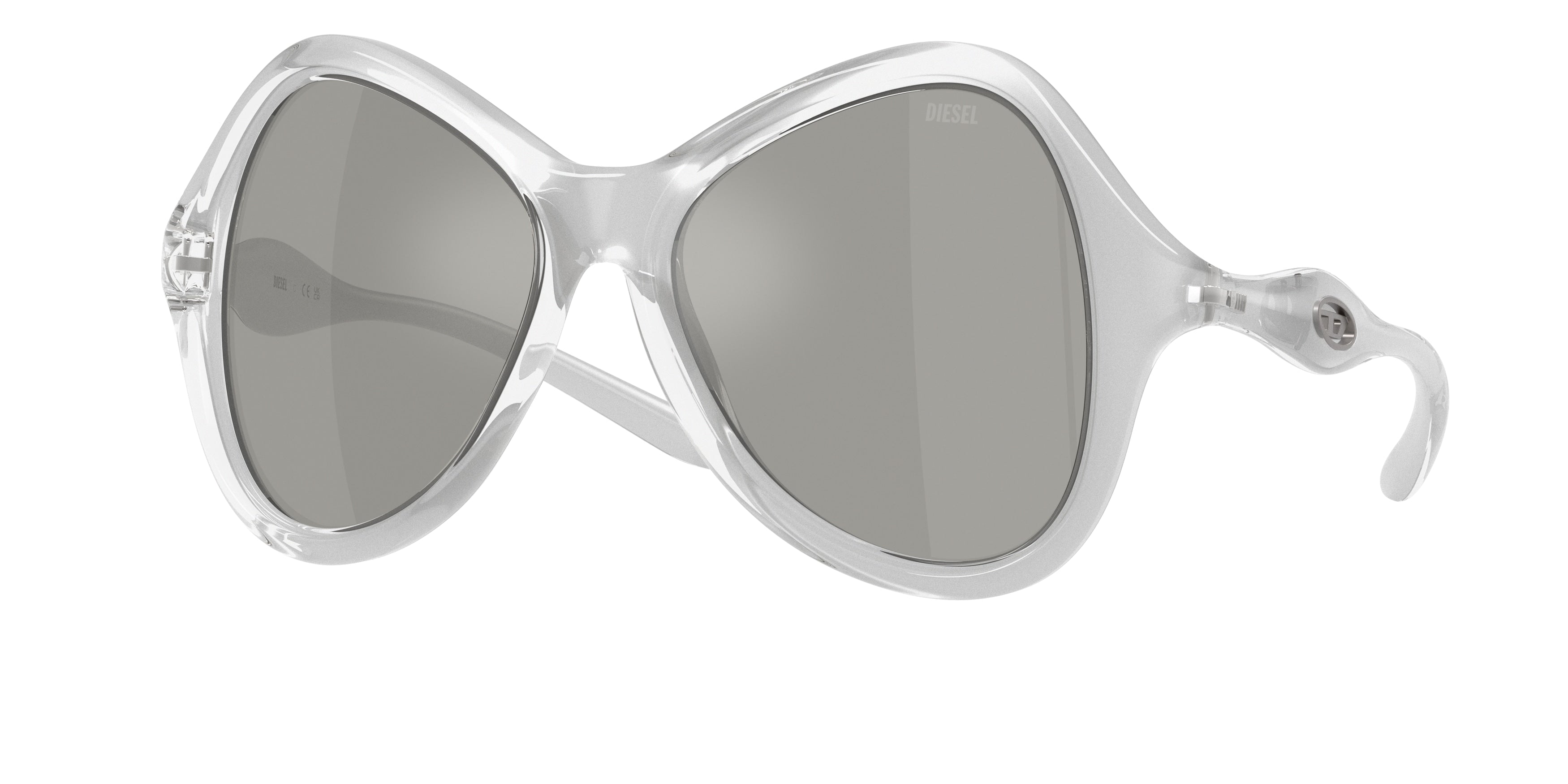 8056262579404 - DIESEL Unisex DL3010U  20296G Sonnenbrillen Injiziert Transparent Silber Cat Eye Normal