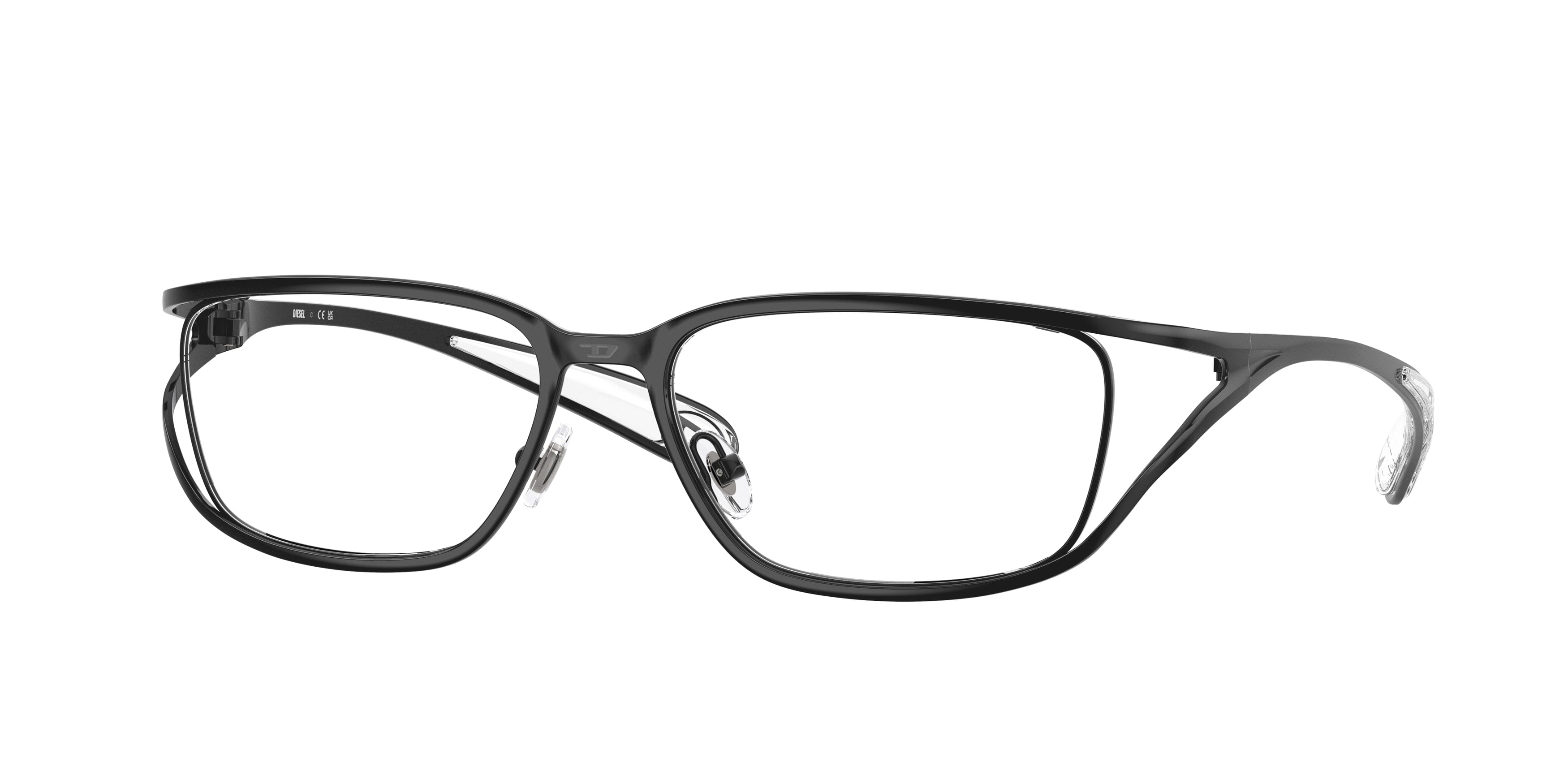 8056262661451 - DIESEL Unisex DL5006  1002 Optische Fassungen Metall Schwarz Transparent Quadratisch Normal