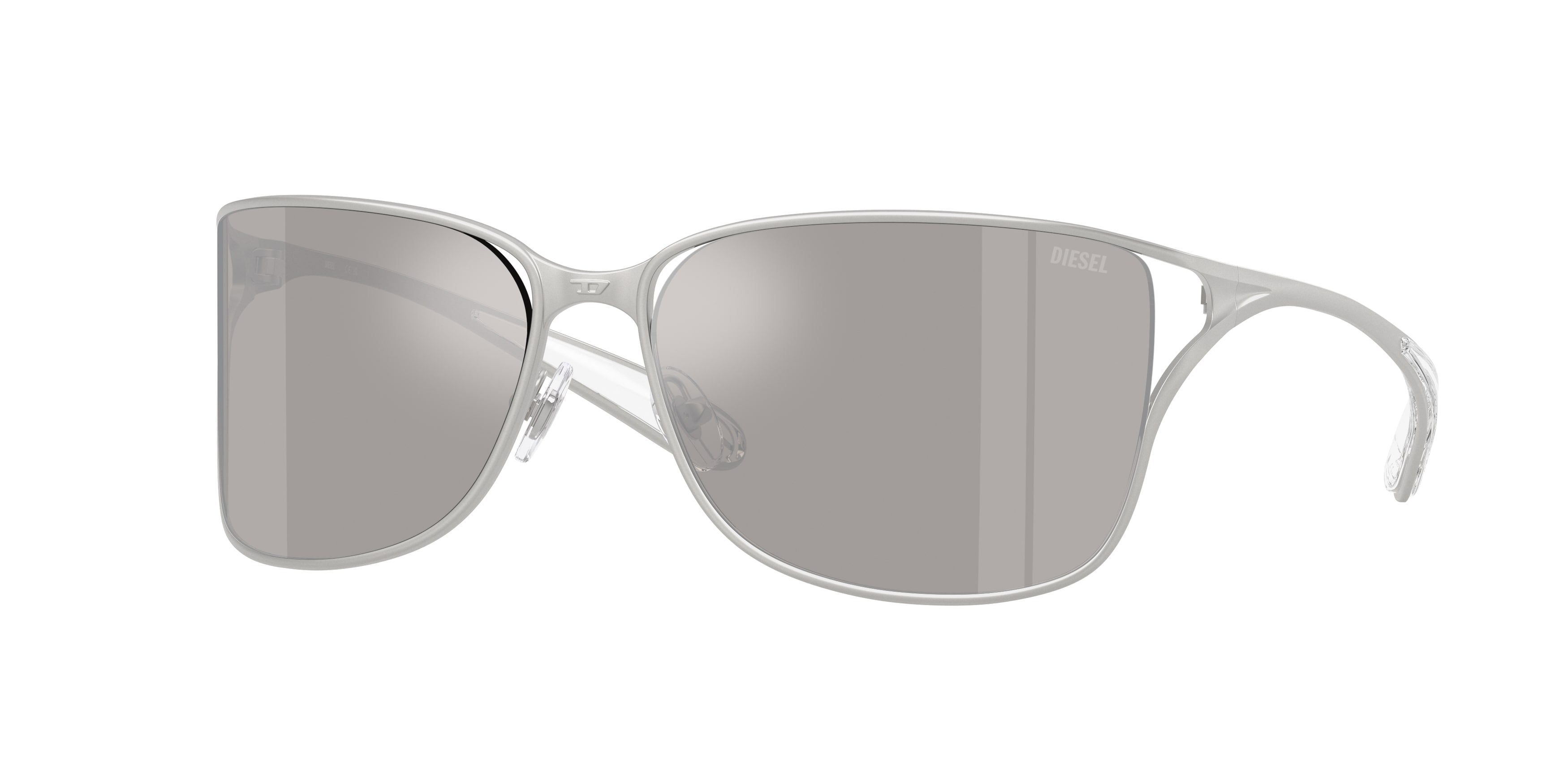 8056262665633 - DIESEL Unisex DL1019  10076G Sonnenbrillen Metall Silber Grau Pillow Normal Spiegel
