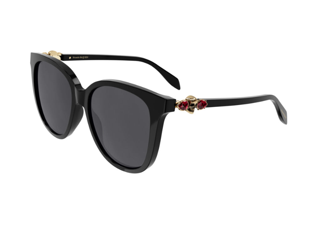 8056376358568 - Alexander McQueen Damen AM0326S 001 Gläser SONNENBRILLEN Acetat Schwarz Grau Quadratisch