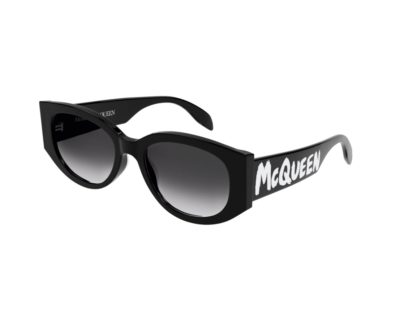 8056376374865 - Alexander McQueen Damen AM0330S 001 Gläser SONNENBRILLEN Acetat Schwarz Grau Rund Normal Schattiert