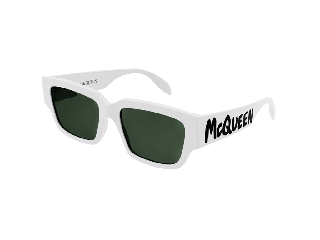 8056376374902 - Alexander McQueen Herren AM0329S 003 Gläser SONNENBRILLEN Acetat Weiß Grün Quadratisch Normal