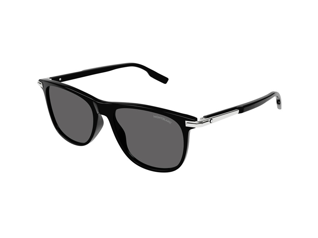 8056376391237 - Herren MB0216S 001 Gläser SONNENBRILLEN Acetat Schwarz Grau Quadratisch Normal