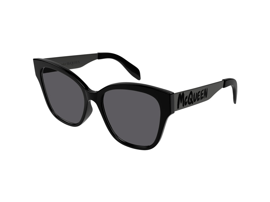 8056376392845 - Alexander McQueen Damen AM0353S 001 Gläser SONNENBRILLEN Acetat Schwarz Grau Cat Eye Normal