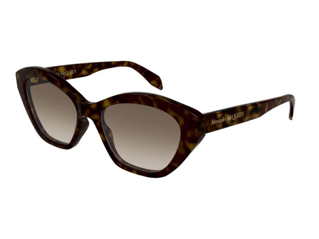 8056376392876 - Alexander McQueen Damen AM0355S 002 Gläser SONNENBRILLEN Acetat Havanna Braun Cat Eye  Schattiert