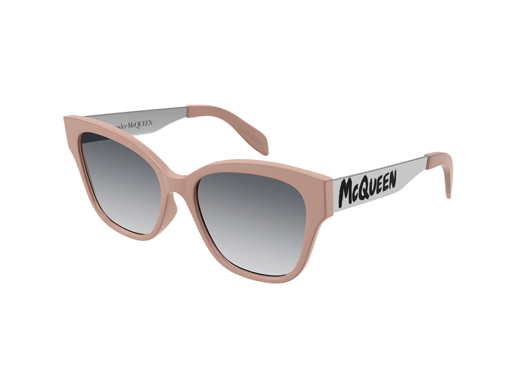 8056376392982 - Alexander McQueen Damen AM0353S 002 Gläser SONNENBRILLEN Acetat Rosa Grau Cat Eye Normal Schattiert