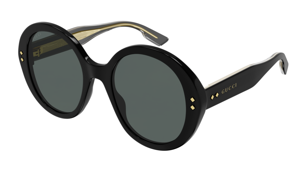 8056376398878 - Damen GG1081S 001 Gläser SONNENBRILLEN Acetat Schwarz Grau Rund