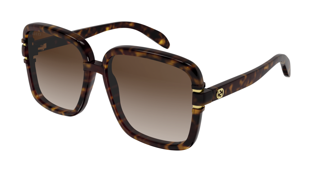 8056376399424 - Damen GG1066S 002 Gläser SONNENBRILLEN Acetat Havanna Braun Quadratisch  Schattiert