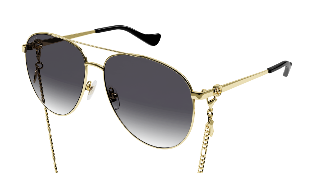 8056376399714 - Damen GG1088S 001 Gläser SONNENBRILLEN Acetat Gold Grau Pilot  Schattiert