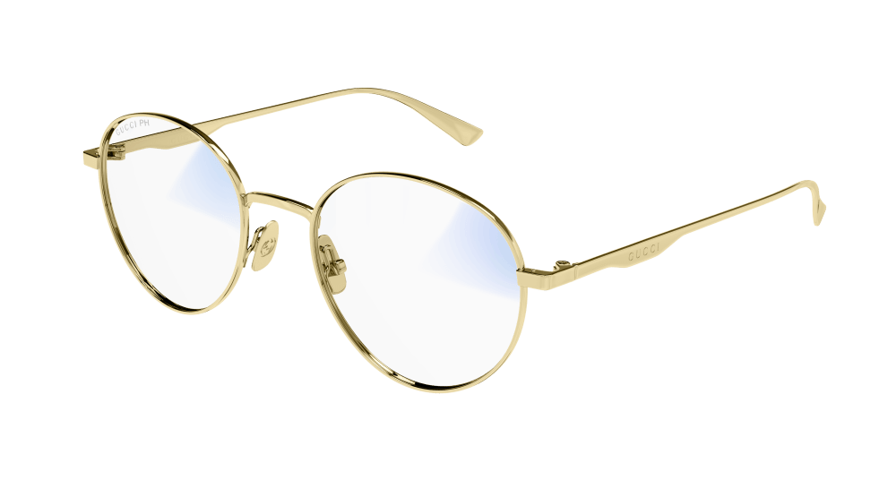 8056376415858 - Herren GG0337S 001 Gläser SONNENBRILLEN Metall Gold Transparent Rund Blaues Antilicht Photochromatisch