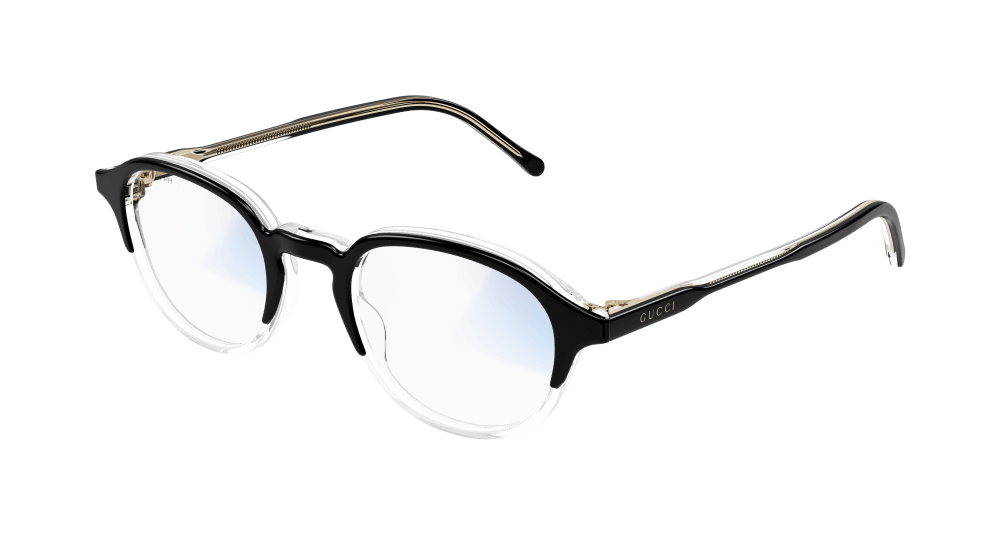 8056376416350 - Herren GG1212S 001 Gläser SONNENBRILLEN Acetat Schwarz Transparent Rund Blaues Antilicht Photochromatisch