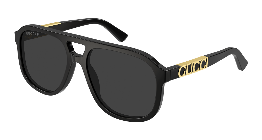 8056376416831 - Unisex GG1188S 001 Gläser SONNENBRILLEN Acetat Schwarz Grau Quadratisch Polarisiert