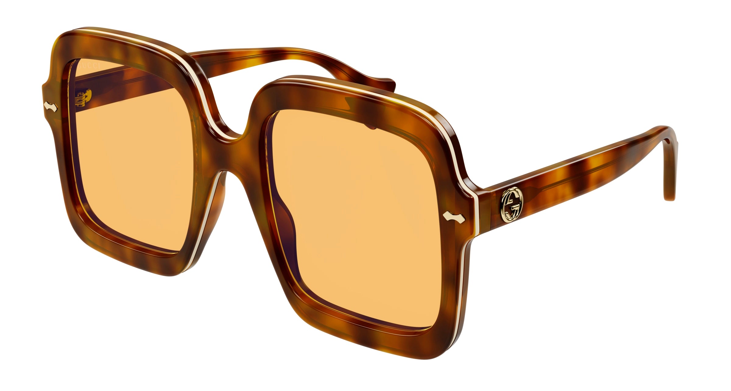 8056376418279 - Damen GG1241S 002 Gläser SONNENBRILLEN Acetat Havanna Gelb Quadratisch Normal