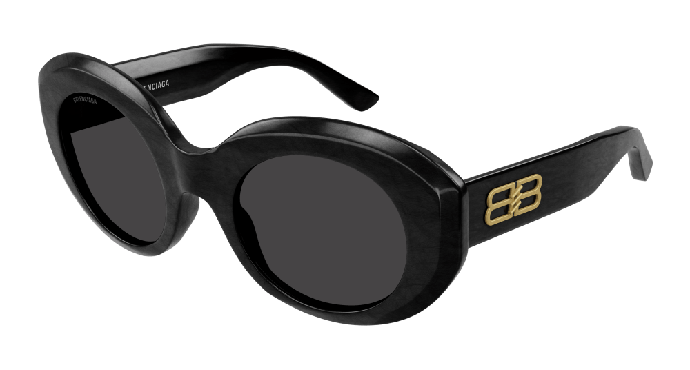 8056376418415 - Damen BB0235S 001 Gläser SONNENBRILLEN Acetat Schwarz Grau Rund Normal