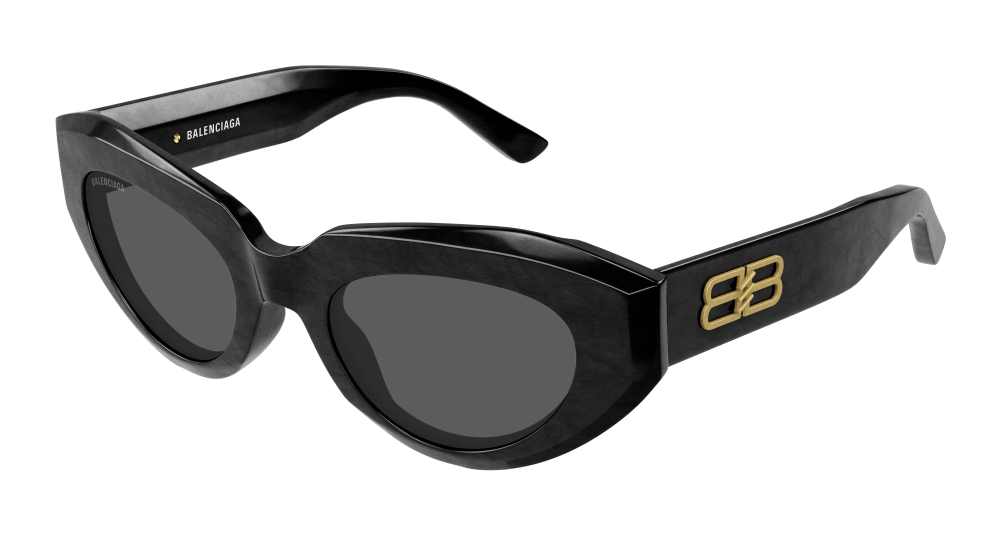 8056376418446 - Damen BB0236S 001 Gläser SONNENBRILLEN Acetat Schwarz Grau Cat Eye Normal