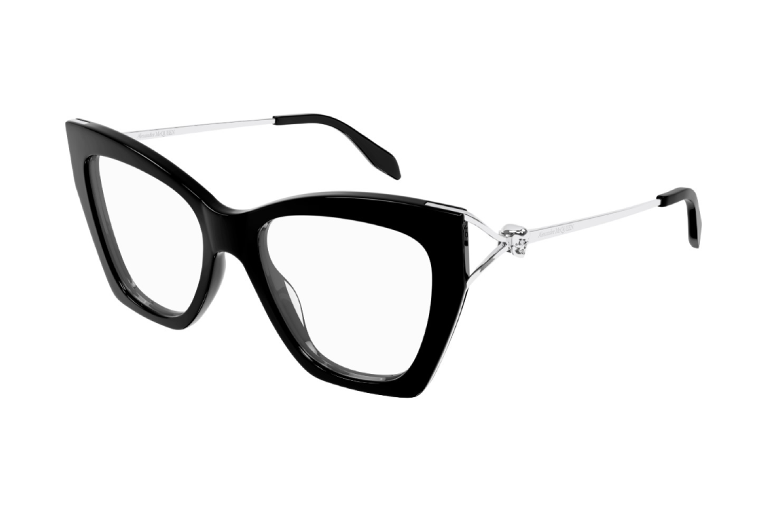 8056376423969 - Alexander McQueen Frau AM0376O 001 Rahmen von BRILLEN Acetat Schwarz  Katzenauge