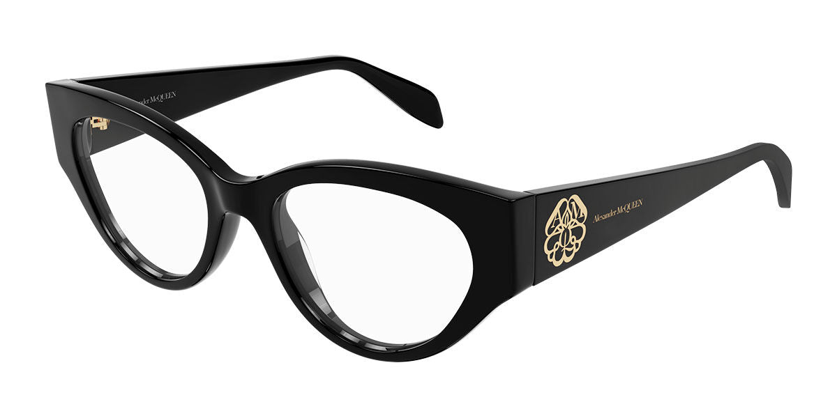 8056376424003 - Alexander McQueen Frau AM0380O 001 Rahmen von BRILLEN Acetat Schwarz  Katzenauge