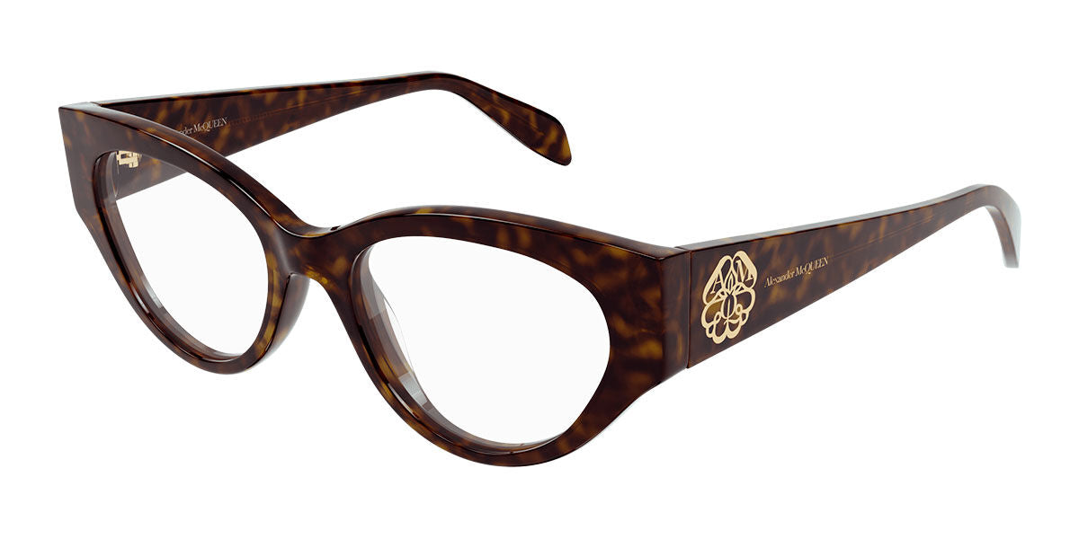 8056376424010 - Alexander McQueen Frau AM0380O 002 Rahmen von BRILLEN Acetat Havanna  Katzenauge