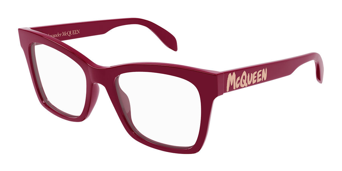 8056376424041 - Alexander McQueen Frau AM0388O 002 Rahmen von BRILLEN Acetat Rot  Geometrisch