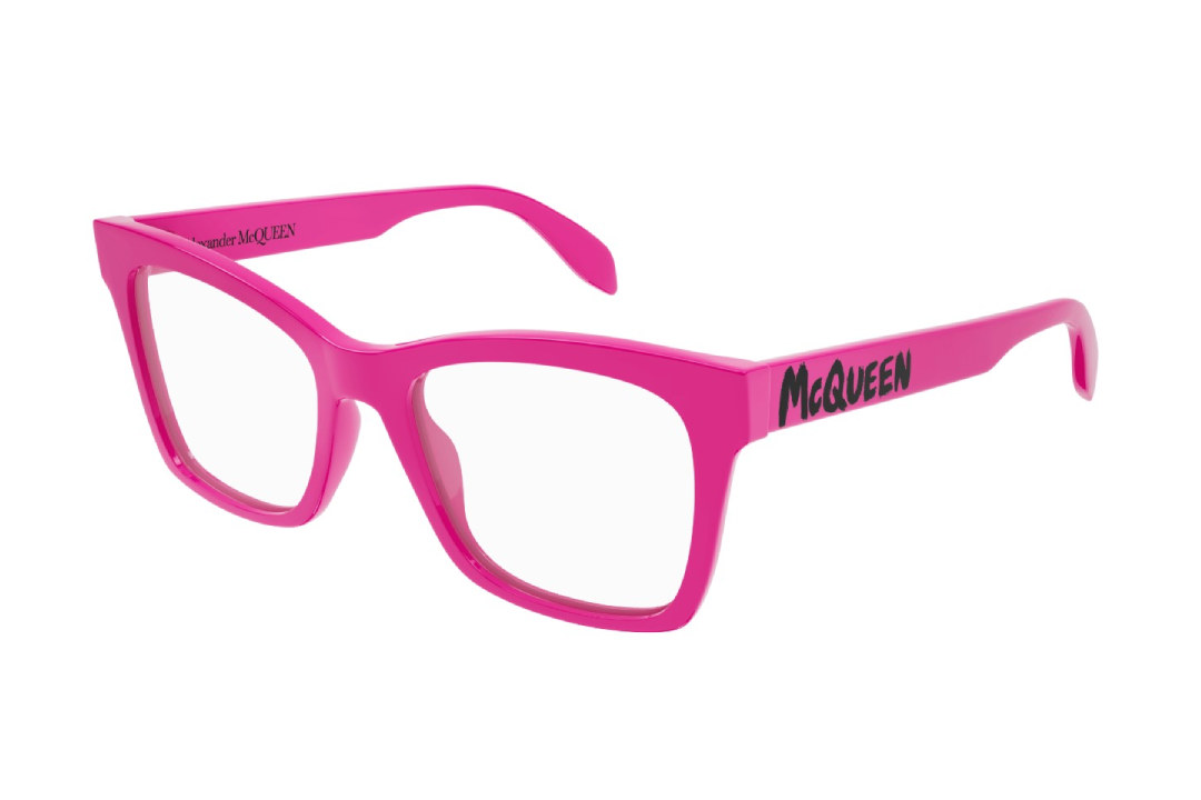 8056376424317 - Alexander McQueen Frau AM0388O 003 Rahmen von BRILLEN Acetat Fuchsie  Hocken