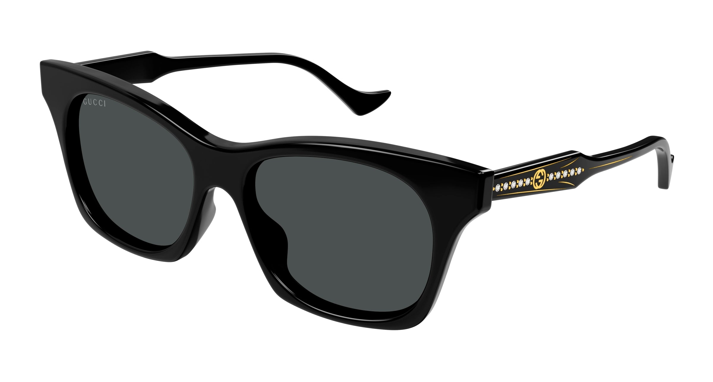 8056376436556 - Damen GG1299S 001 Gläser SONNENBRILLEN Acetat Schwarz Grau Quadratisch Normal