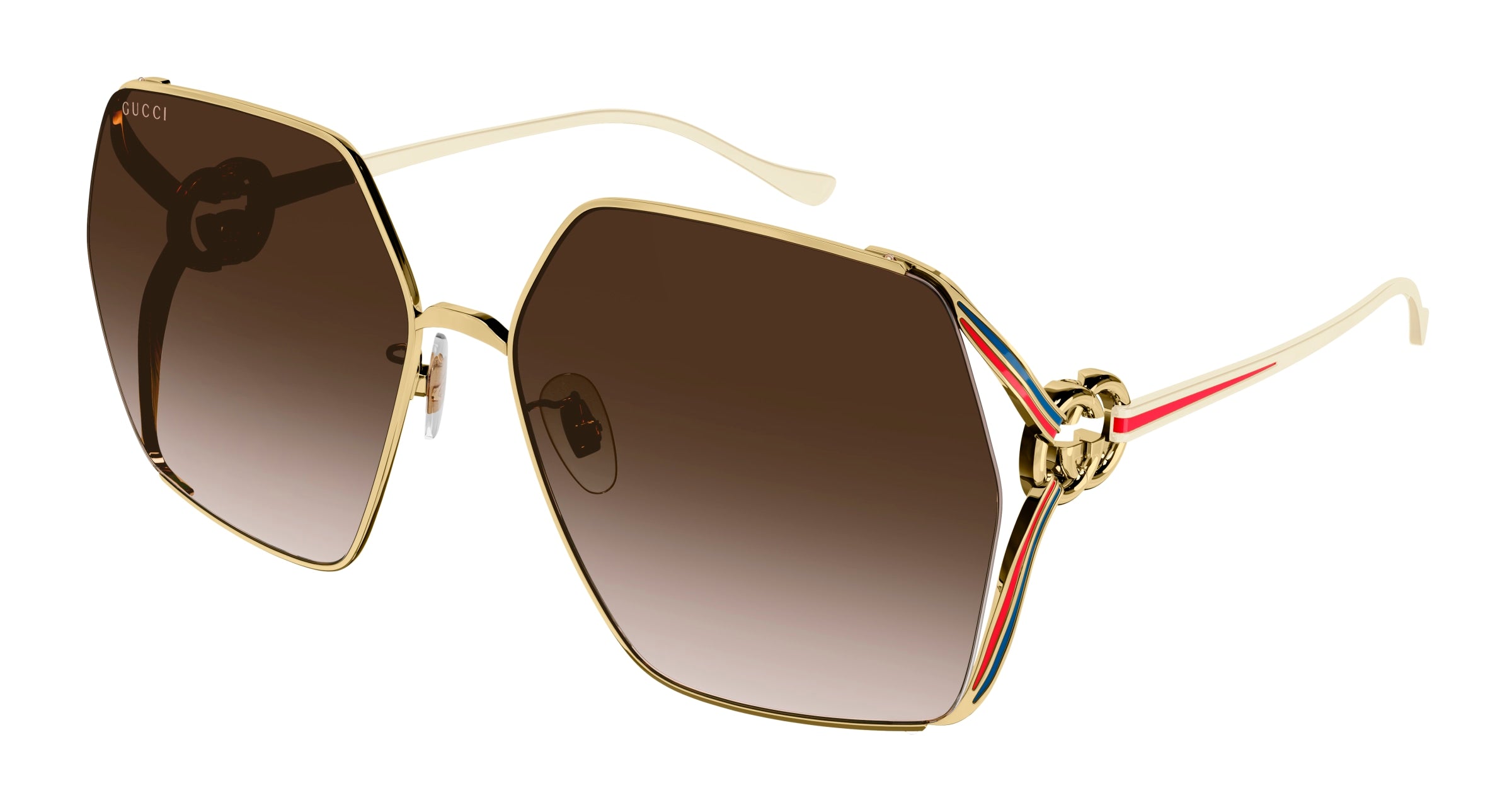 8056376436808 - Frau GG1322SA 002 Gläser SONNENBRILLEN Metall Gold Braun Hocken Normal Schattiert 8056376436808 - Frau GG1322SA 002 Gläser SONNENBRILLEN Metall Gold Braun Hocken Normal Schattiert