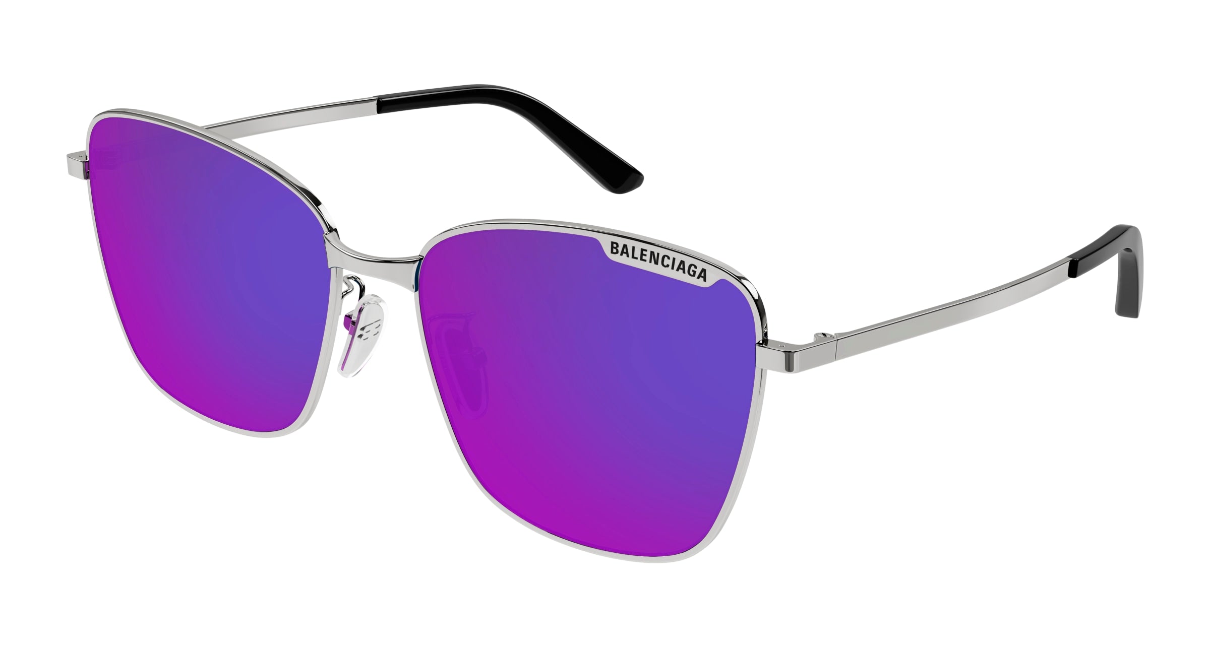 8056376440058 - Damen BB0279SA 004 Gläser SONNENBRILLEN Metall Grau Violett Quadratisch Gespiegelt