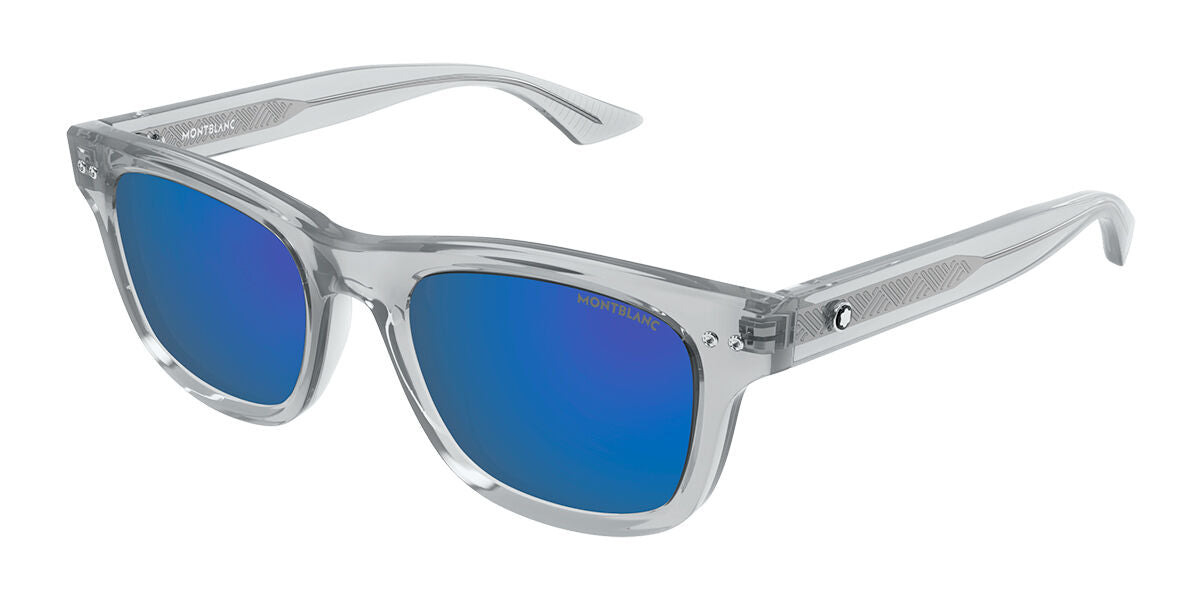 8056376448696 - Herren MB0254S 004 Gläser SONNENBRILLEN Acetat Grau Blau Geometrisch