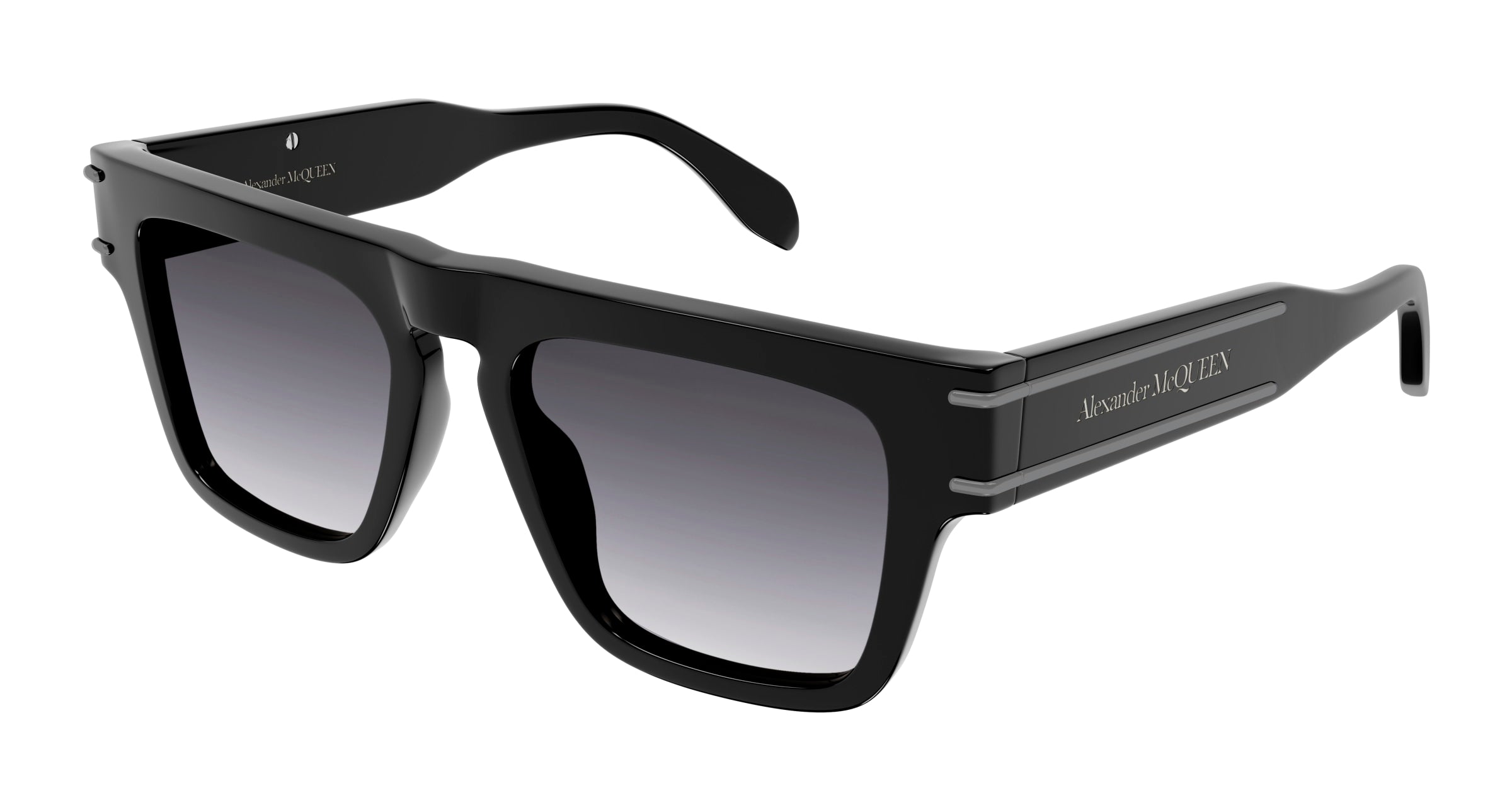 8056376454772 - Alexander McQueen Herren AM0397S 001 Gläser SONNENBRILLEN Acetat Schwarz Grau Quadratisch Normal Schattiert