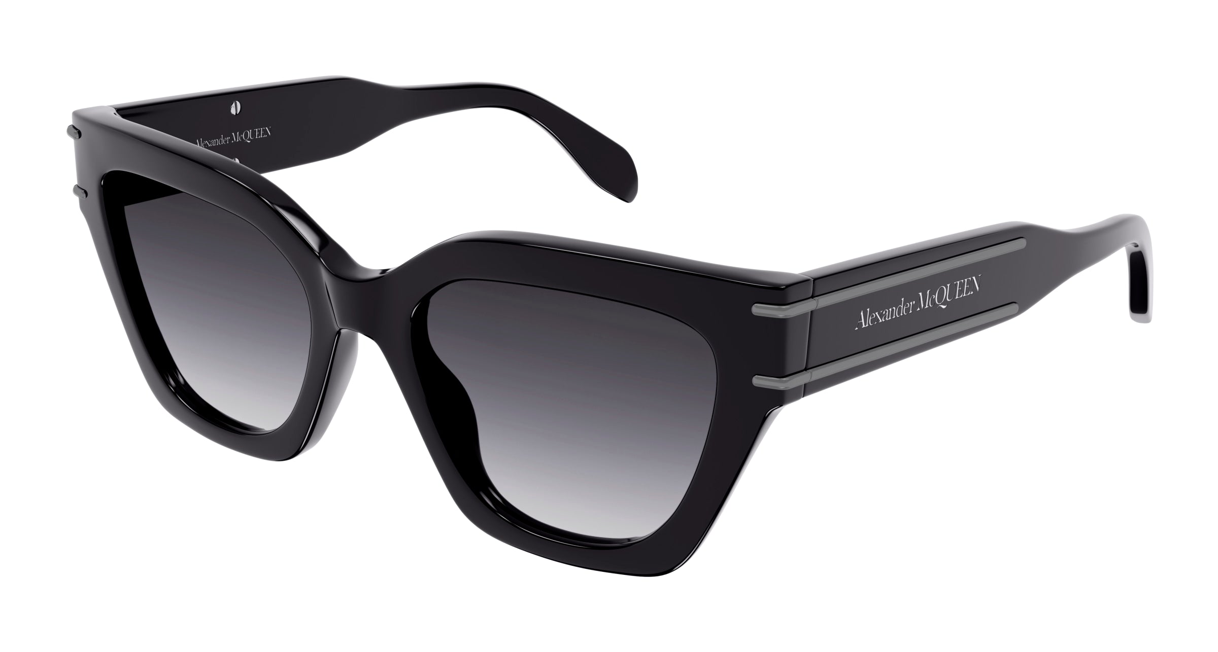 8056376454826 - Alexander McQueen Damen AM0398S 001 Gläser SONNENBRILLEN Acetat Schwarz Grau Quadratisch Normal Schattiert