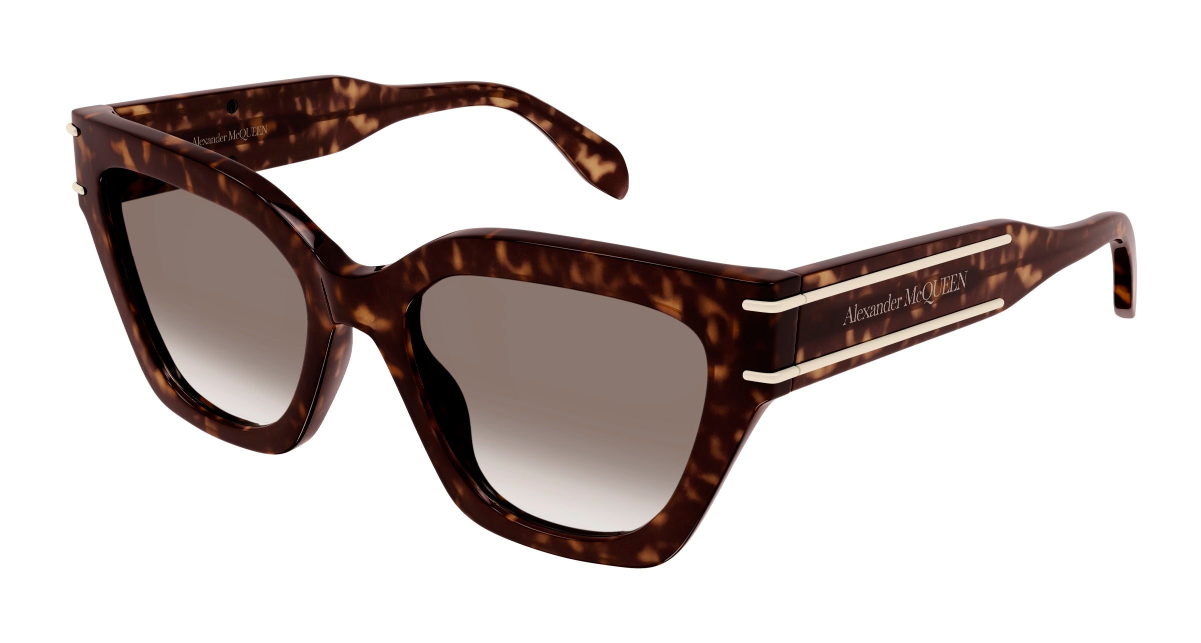 8056376454833 - Alexander McQueen Damen AM0398S 002 Gläser SONNENBRILLEN Acetat Havanna Braun Quadratisch Normal Schattiert