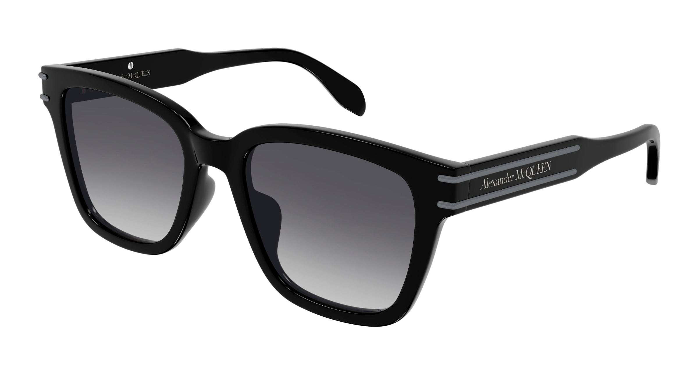 8056376454871 - Alexander McQueen Unisex AM0399SA 001 Gläser SONNENBRILLEN Acetat Schwarz Grau Quadratisch Normal Schattiert