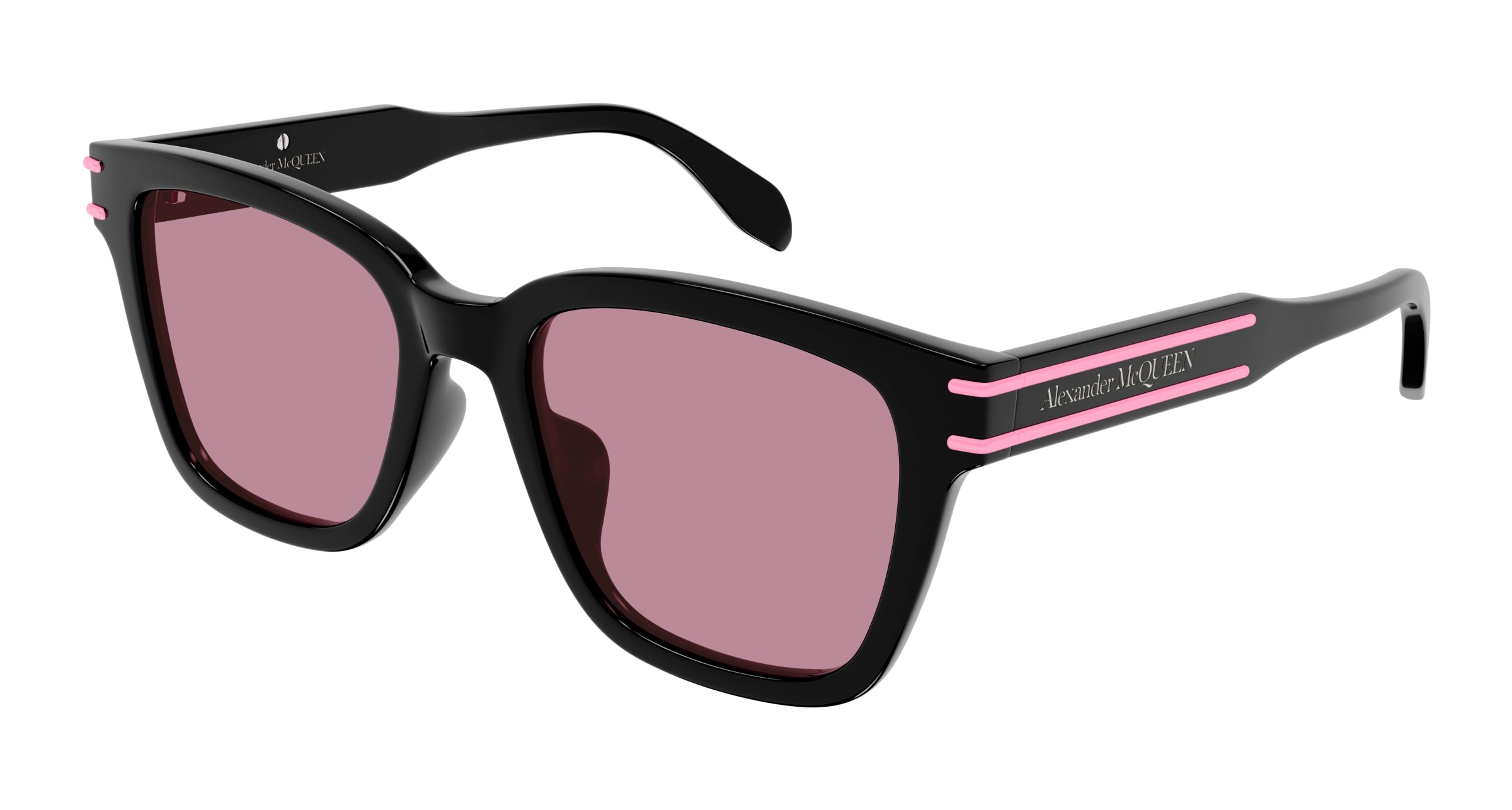 8056376454888 - Alexander McQueen Unisex AM0399SA 002 Gläser SONNENBRILLEN Acetat Schwarz Rosa Quadratisch Normal