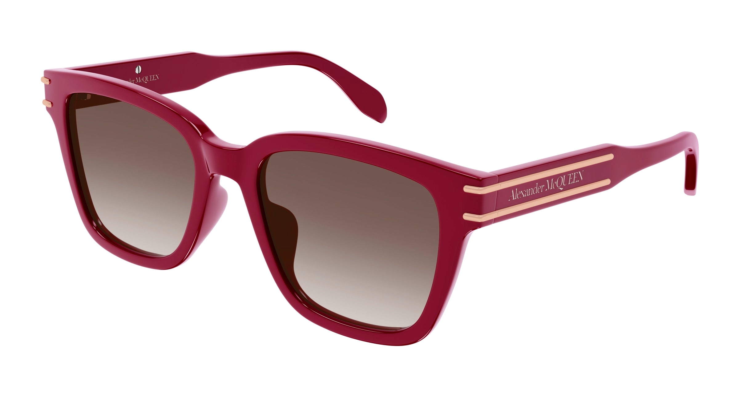 8056376454895 - Alexander McQueen Unisex AM0399SA 003 Gläser SONNENBRILLEN Acetat Bordeaux Braun Quadratisch Normal Schattiert