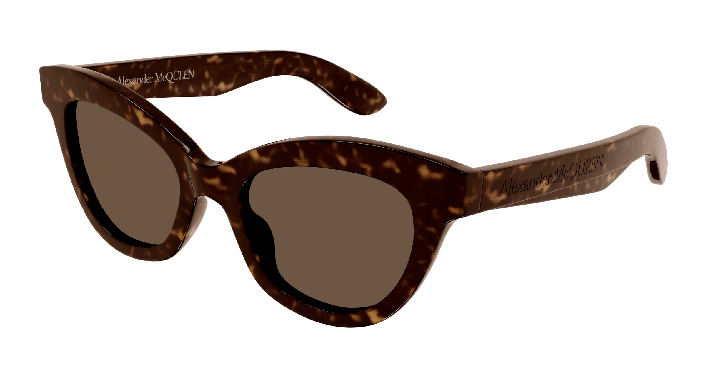 8056376454949 - Alexander McQueen Frau AM0391S 002 Gläser SONNENBRILLEN Acetat Havanna Braun Katzenauge Normal