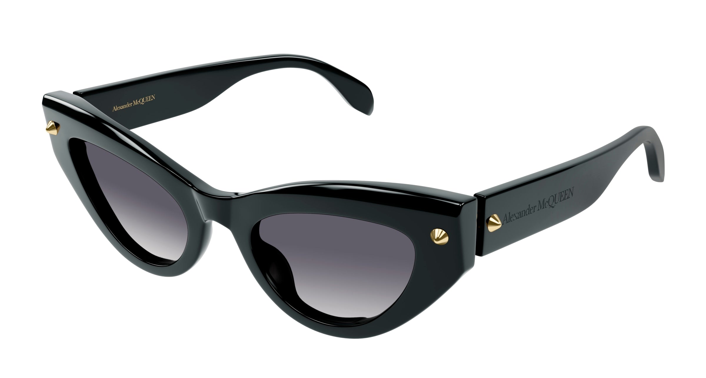 8056376455212 - Alexander McQueen Frau AM0407S 001 Gläser SONNENBRILLEN Acetat Schwarz Grau Katzenauge Normal Schattiert