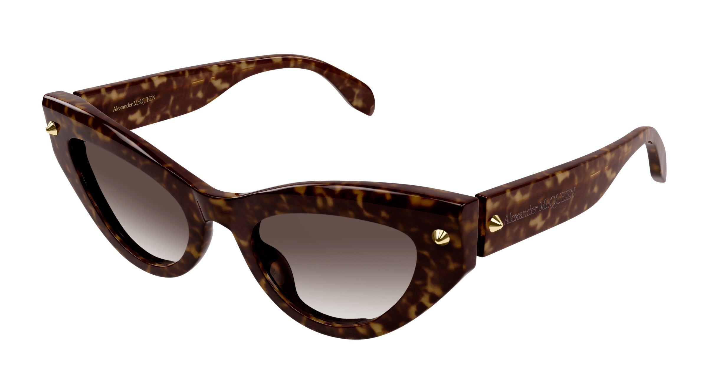 8056376455229 - Alexander McQueen Frau AM0407S 002 Gläser SONNENBRILLEN Acetat Havanna Braun Katzenauge Normal Schattiert