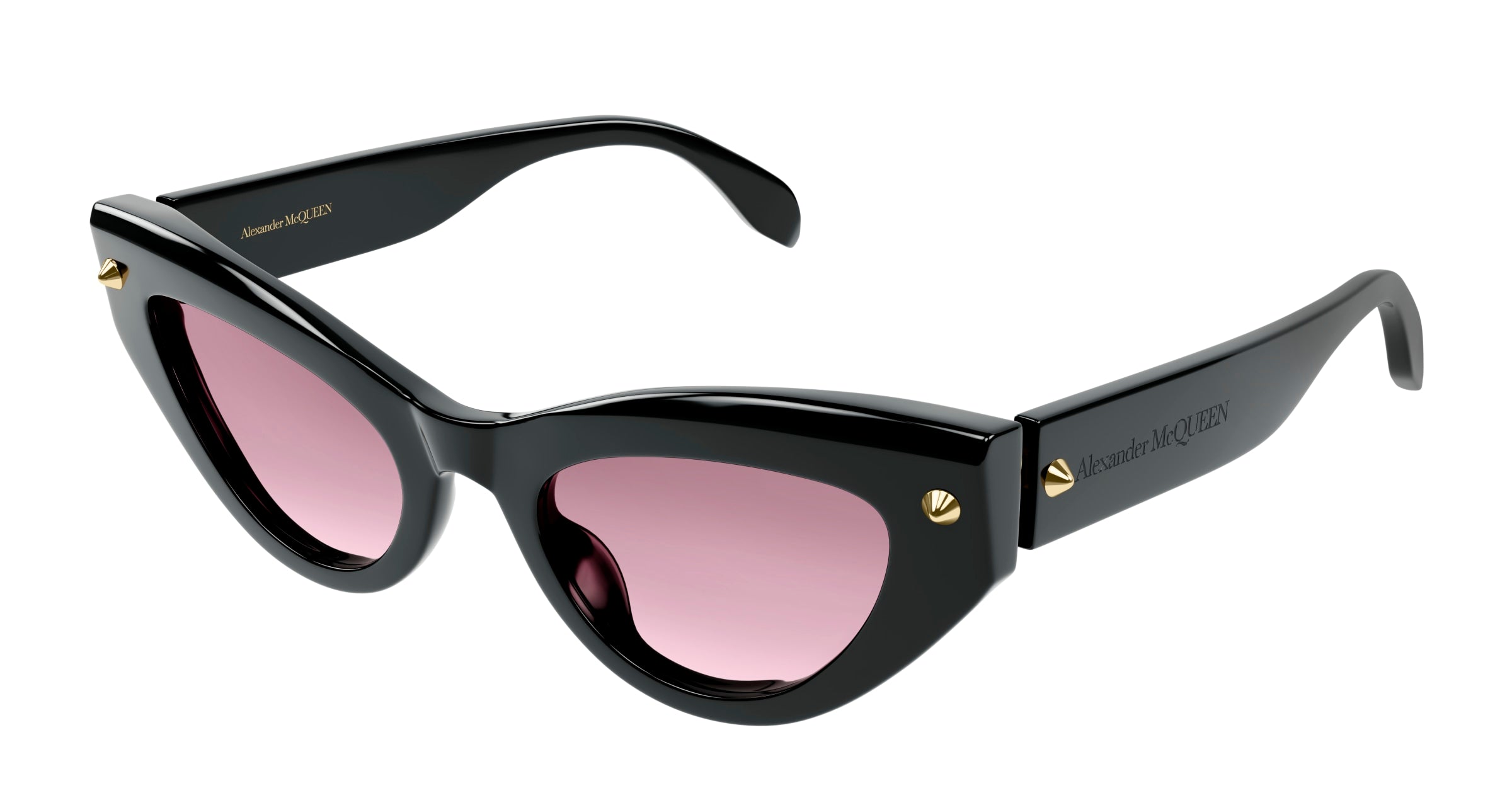 8056376455250 - Alexander McQueen Frau AM0407S 005 Gläser SONNENBRILLEN Acetat Schwarz Rose Katzenauge Normal Schattiert