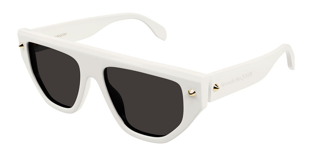 8056376455281 - Alexander McQueen Unisex AM0408S 003 Gläser SONNENBRILLEN Acetat Weiß Grau Geometrisch