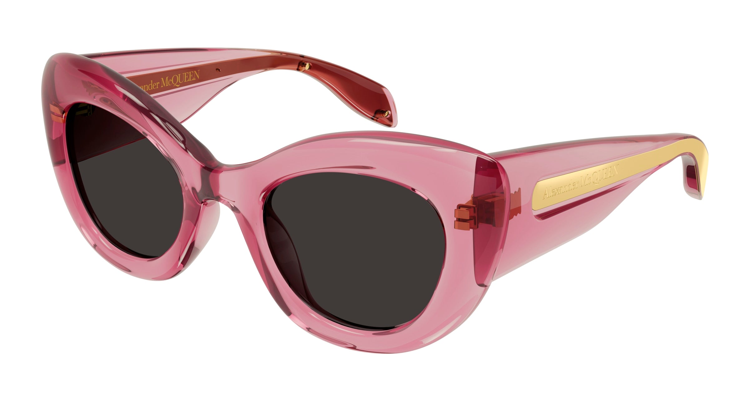 8056376455496 - Alexander McQueen Frau AM0403S 003 Gläser SONNENBRILLEN Bio-Injekt Rose Grau Katzenauge Normal